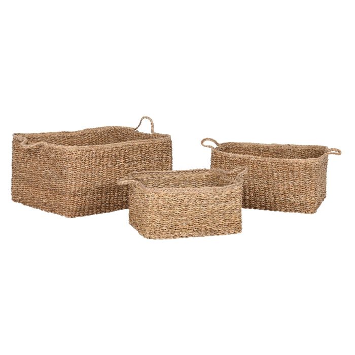 Juego de Cestas Home ESPRIT Natural Fibra natural Boho 50 x 40 x 30 cm (3 Piezas) 3