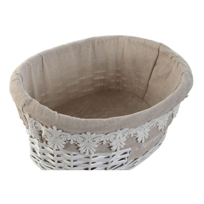 Cesta Romantico DKD Home Decor Blanco Beige 29 x 15 x 36 cm Set de 3 1