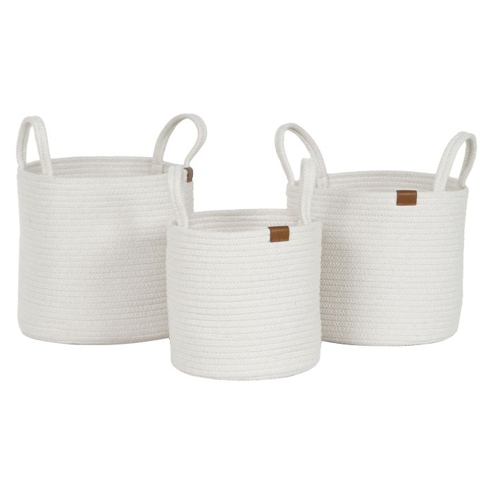 Cesta Moderno DKD Home Decor Blanco 30 x 28 x 30 cm Set de 3 3