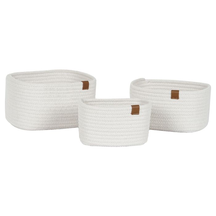 Cesta Moderno DKD Home Decor Blanco 20 x 14 x 25 cm Set de 3 3