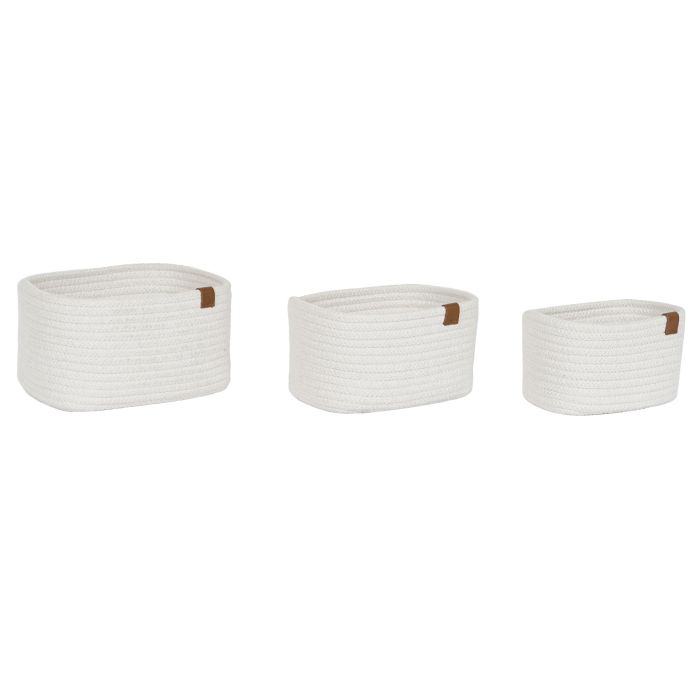 Cesta Moderno DKD Home Decor Blanco 20 x 14 x 25 cm Set de 3