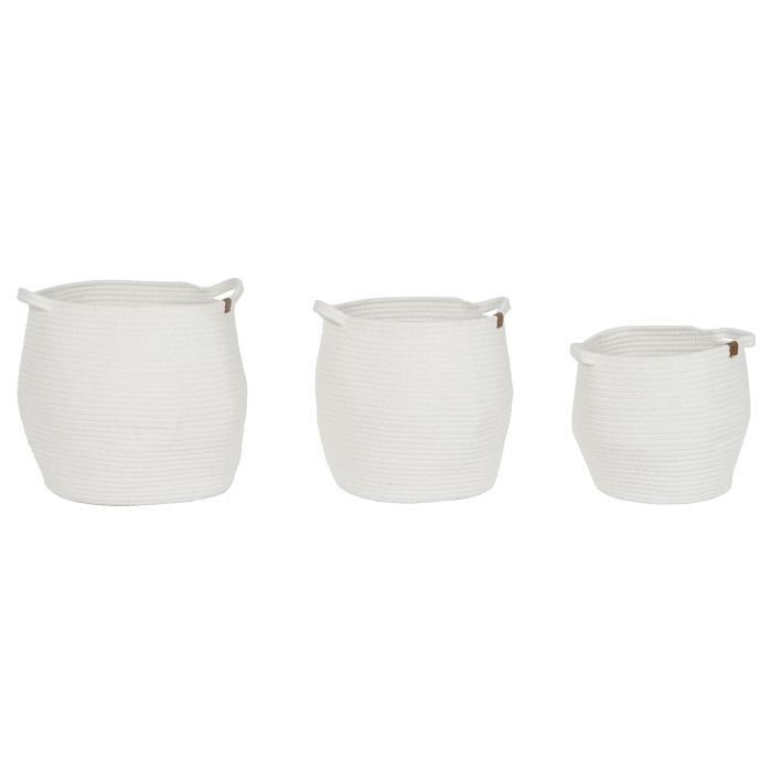 Cesta Moderno DKD Home Decor Blanco 34 x 34 x 34 cm Set de 3