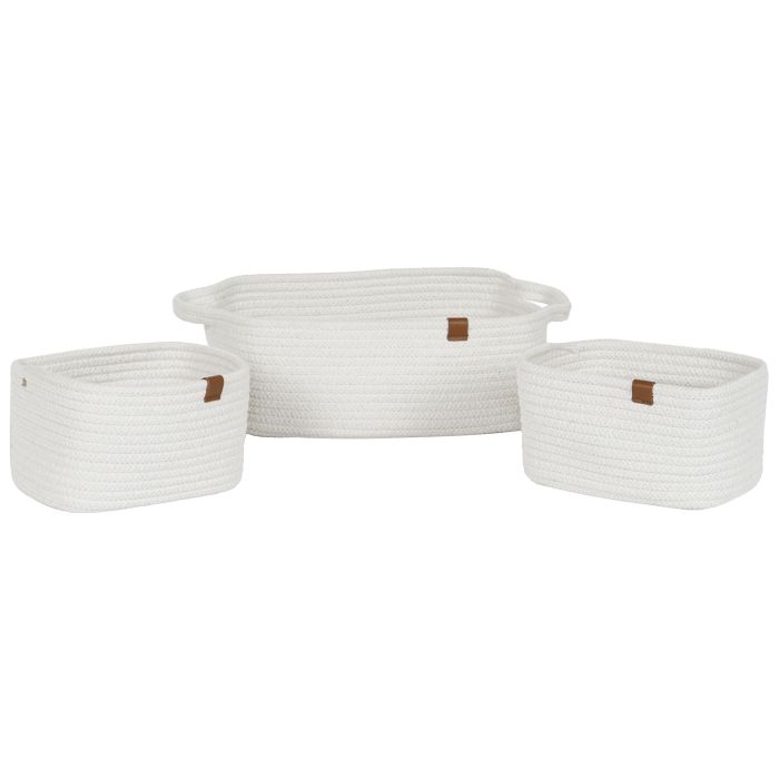 Cesta Moderno DKD Home Decor Blanco 25 x 14 x 34 cm Set de 3 3