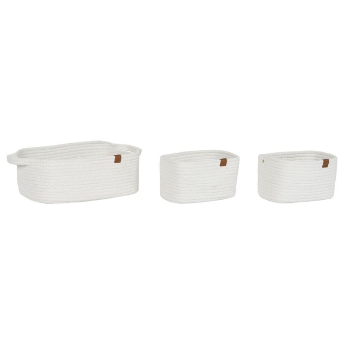 Cesta Moderno DKD Home Decor Blanco 25 x 14 x 34 cm Set de 3