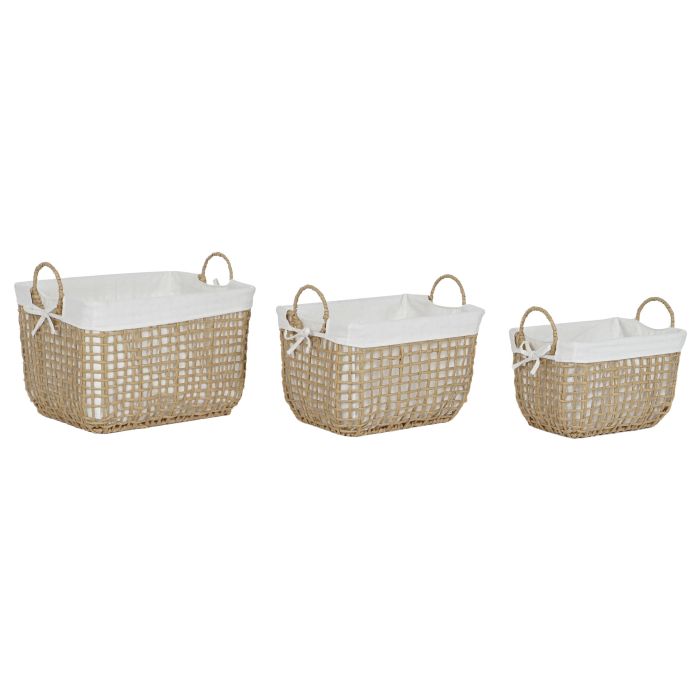 Cesta Moderno DKD Home Decor Natural Blanco 34 x 36 x 45 cm Set de 3