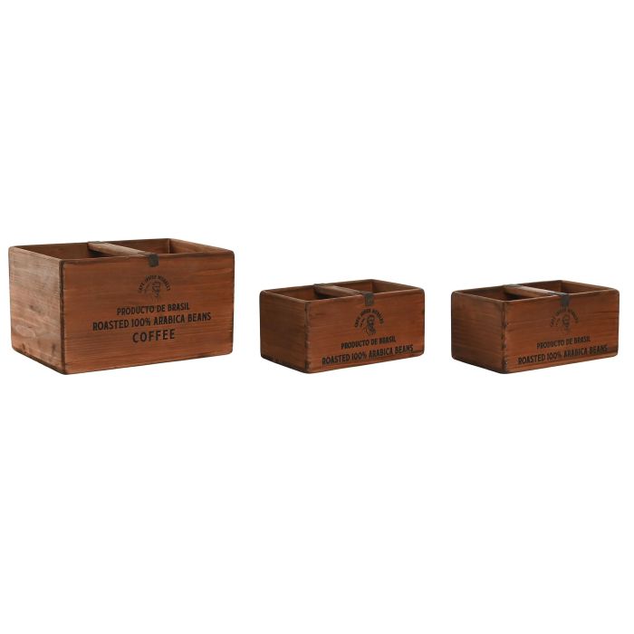 Caja Tradicional DKD Home Decor Marron 25 x 20 x 35 cm Set de 3