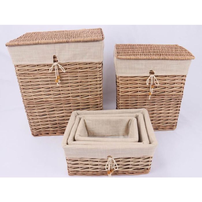 Cesta Ropa Basicos DKD Home Decor Beige Natural 35 x 55 x 47 cm Set de 5