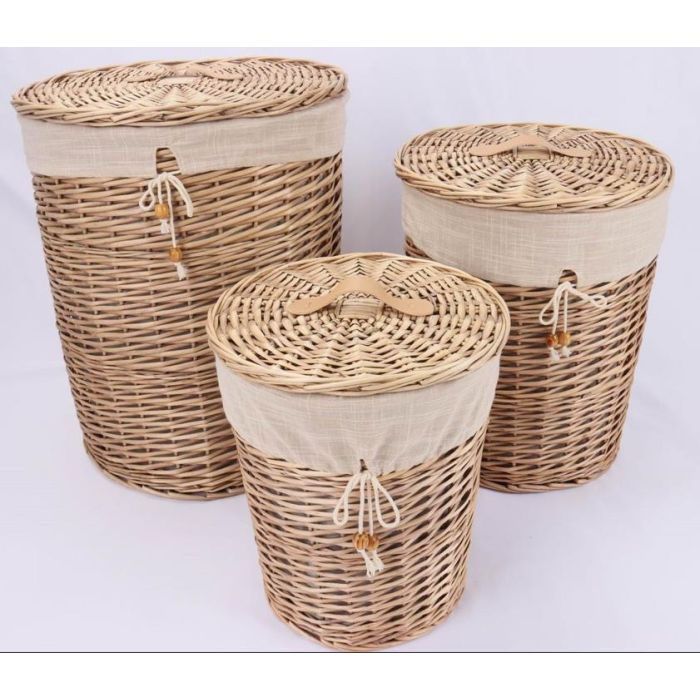 Cesta Ropa Basicos DKD Home Decor Beige Natural 45 x 55 x 45 cm Set de 3