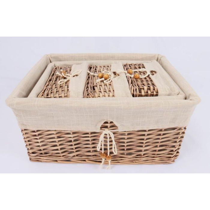 Cesta Ropa Basicos DKD Home Decor Beige Natural 38 x 22 x 48 cm Set de 5 (2 Unidades)