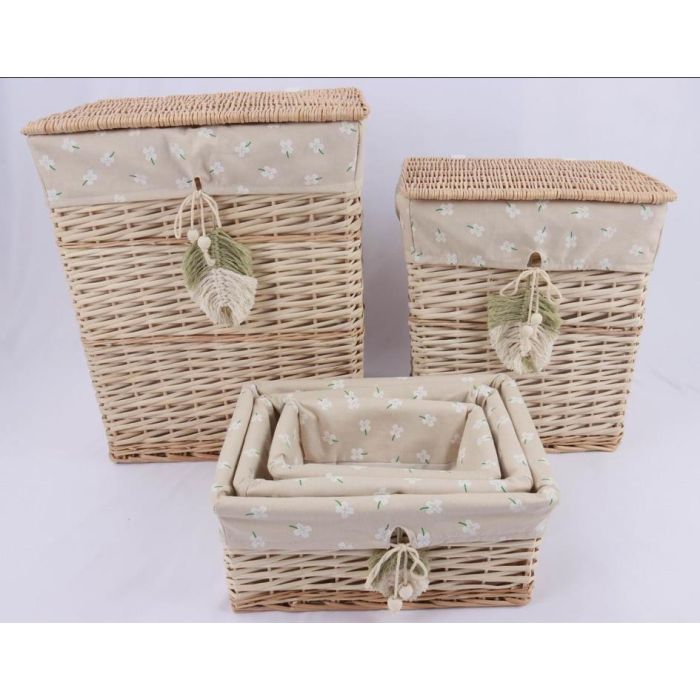 Cesta Ropa Basicos DKD Home Decor Natural Verde 35 x 55 x 47 cm Set de 5