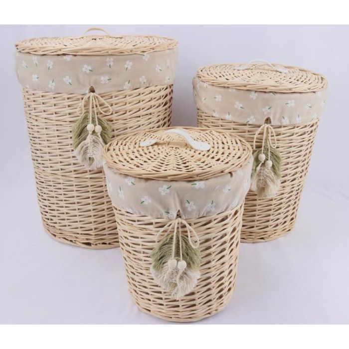 Cesta Ropa Basicos DKD Home Decor Natural Verde 45 x 55 x 45 cm Set de 3