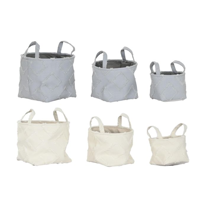 Cesta Basicos DKD Home Decor Gris Crema 30 x 25 x 30 cm Set de 3 (4 Unidades)