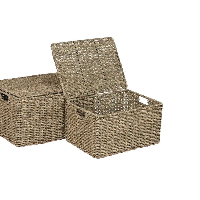 Cesta Tropical DKD Home Decor Natural 36 x 26 x 46 cm Set de 3 2