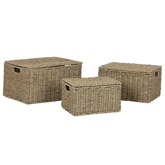 Cesta Tropical DKD Home Decor Natural 36 x 26 x 46 cm Set de 3 3