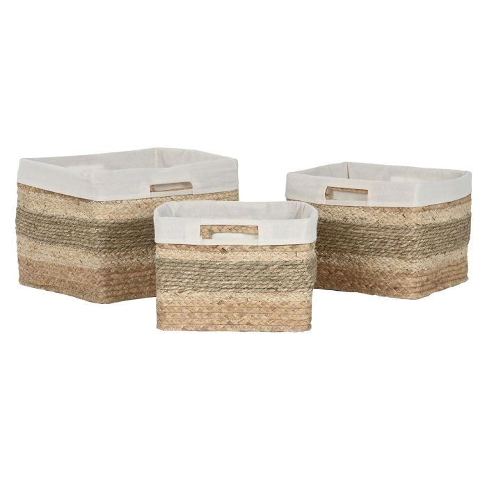 Cesta Tropical DKD Home Decor Natural 33 x 27.5 x 40 cm Set de 3 3