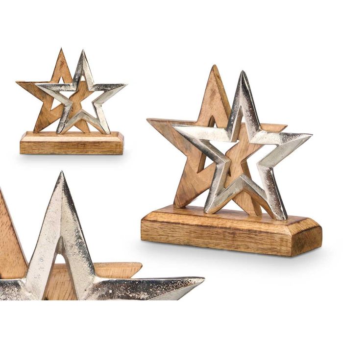 Soporte Decoracion Doble Estrella Plateado Giftdecor 15CM (12 Unidades) Soporte Decoracion Doble Estrella Plateado Giftdecor 15CM (12 Unidades)