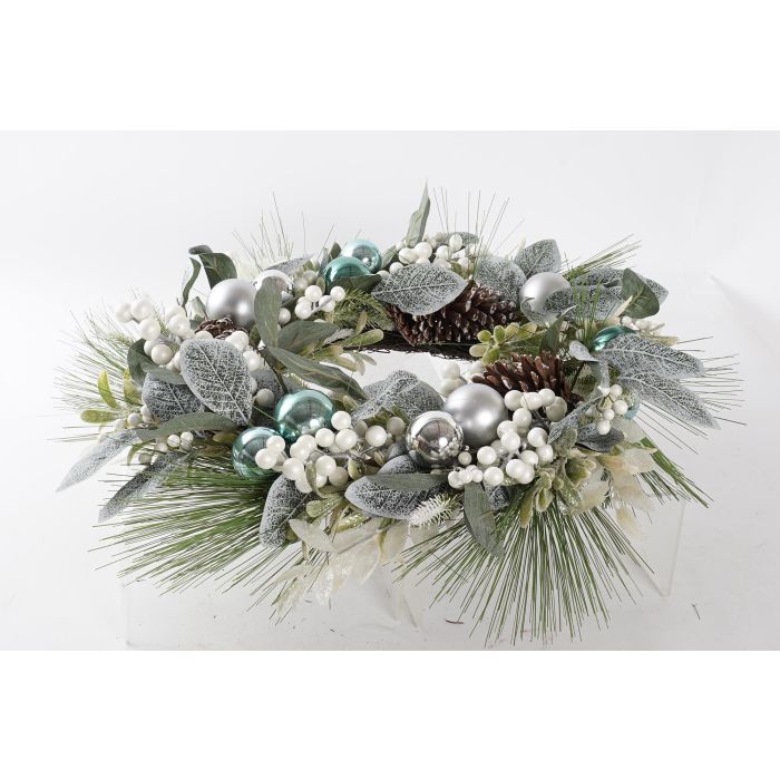 DKD Home Decor Corona Navidad Moderna Azul, Verde, Plateado, Blanco de PVC y Ratán 60 x 12 x 60 cm 2 DKD Home Decor Corona Navidad Moderna Azul, Verde, Plateado, Blanco de PVC y Ratán 60 x 12 x 60 cm 2