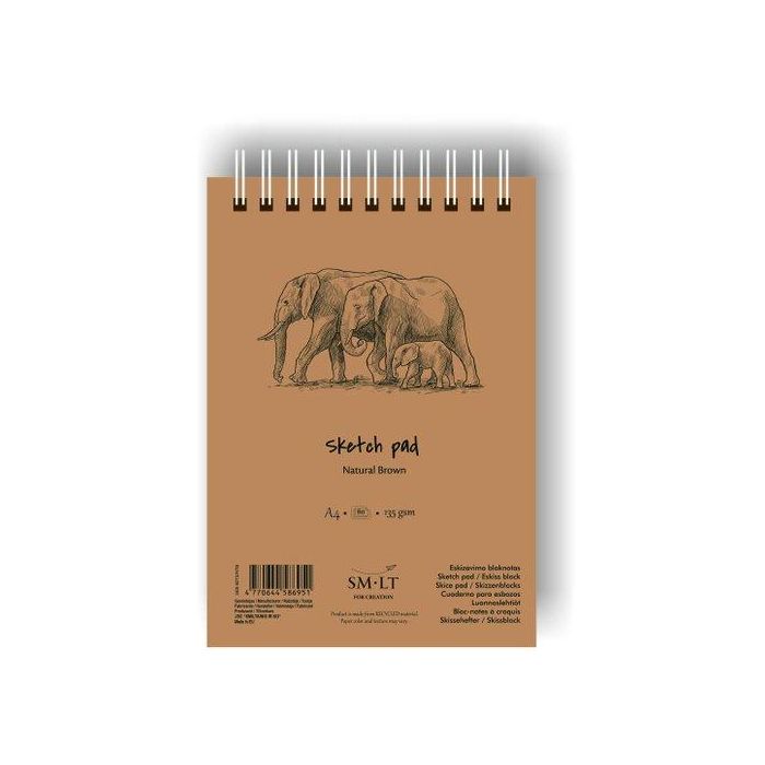 Bloc Para Bocetos Smiltainis Con Espiral Papel Kraft Habana Din A4 80 Hojas 135 Gr. (Set de 5)