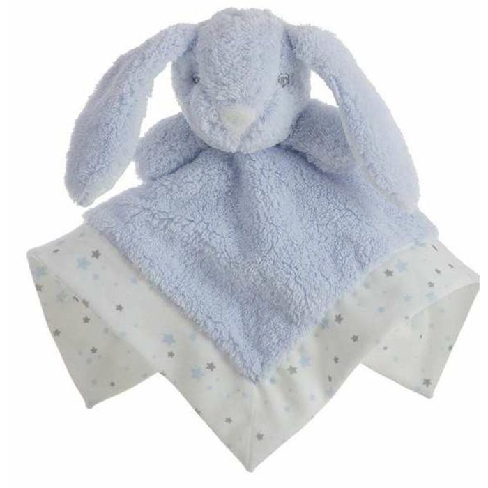 Dou-dou 30x30 + sonajero 16 cm conejo azul caja 2 Dou-dou 30x30 + sonajero 16 cm conejo azul caja 2