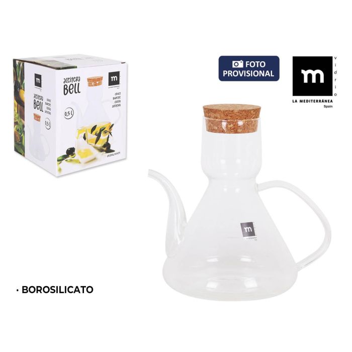 Aceitera de Borosilicato 500 ml con Tapon Bell - Inde (8 Unidades) Aceitera de Borosilicato 500 ml con Tapon Bell - Inde (8 Unidades)