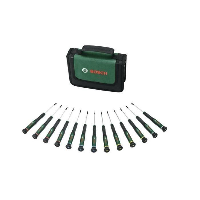 Bosch BOS4053423255119 Juego de destornilladores de 13 piezas, puntas precisas y magnéticas PH/TX/HEX/SL para bricolaje, modelado y manualidades