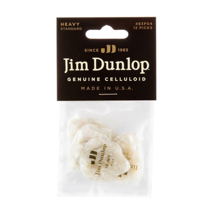 Dunlop Pack 72 Púas Genuine Celluloid Classic Blanco Perlado - Heavy 3 Dunlop Pack 72 Púas Genuine Celluloid Classic Blanco Perlado - Heavy 3