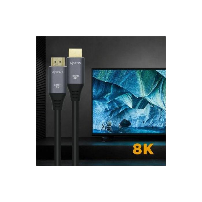 Aisens Cable HDMI V2.1 Premium Alta Velocidad 8K@60Hz 48Gbps con Ethernet, Conectores Dorados 24K, 2.0m 3 Aisens Cable HDMI V2.1 Premium Alta Velocidad 8K@60Hz 48Gbps con Ethernet, Conectores Dorados 24K, 2.0m 3