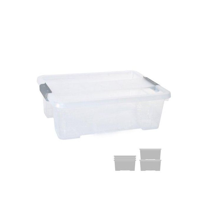 Archivo 2000 Caja de Almacenaje Polipropileno Transparente 10 Litros con Tapa, Apilable y Encajable 280x400x130 mm