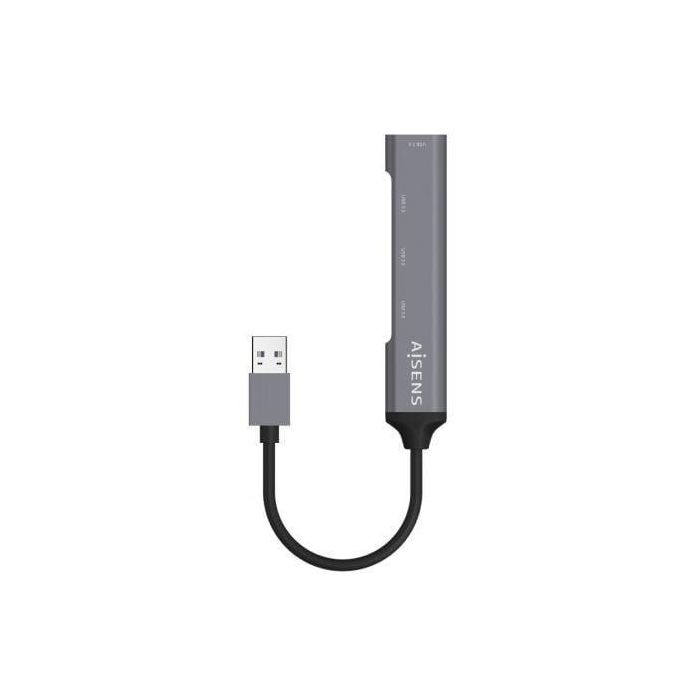 AISENS HUB USB 3.0 aluminio, tipo A/M-4xtipo A/H, gris, 10cm 1