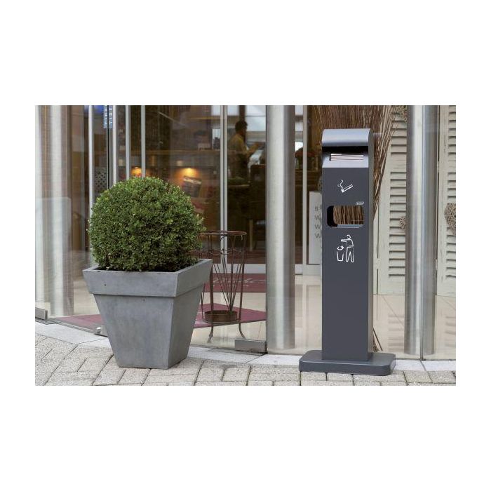 PROBBAX - AT-0262-DGRY - Cenicero de suelo para exterior con papelera - 40,3 x 26,2 x 104,1 cm - Cenicero 2L y papelera 8L - Gris oscuro 3 PROBBAX - AT-0262-DGRY - Cenicero de suelo para exterior con papelera - 40,3 x 26,2 x 104,1 cm - Cenicero 2L y papelera 8L - Gris oscuro 3