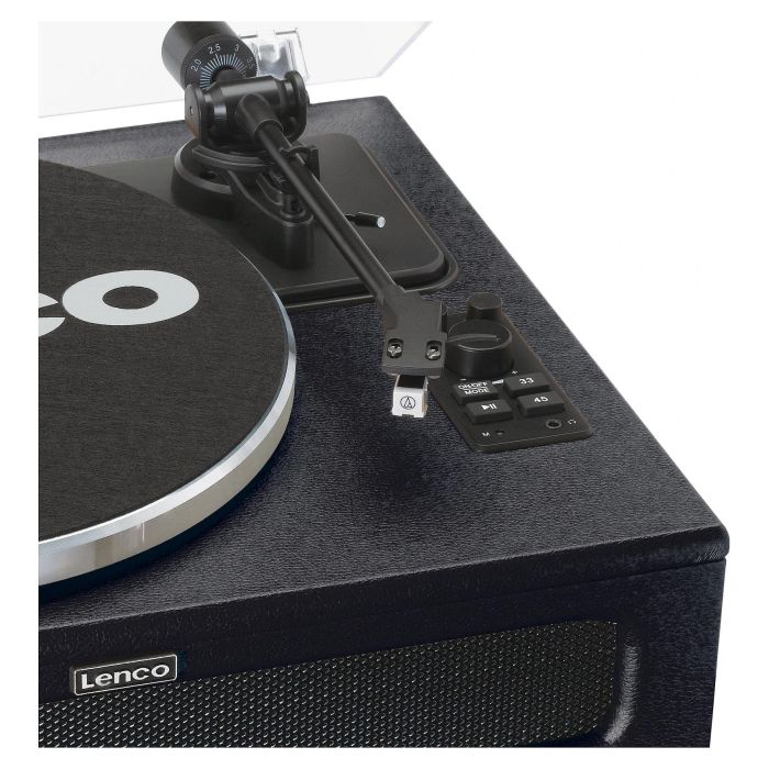 Lenco LS-430BK Tocadiscos de tracción por correa con Bluetooth 5.0 y Altavoces, 33/45 RPM, Imitación Piel, Negro 19