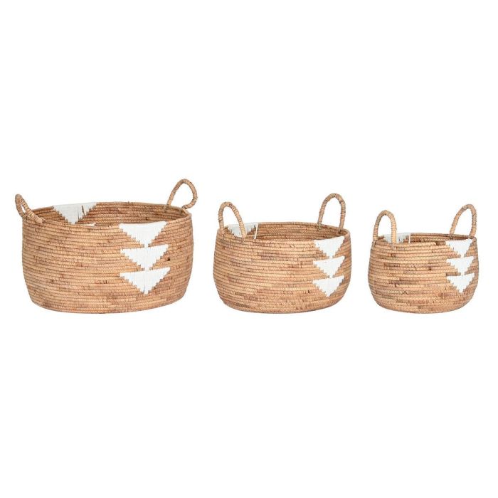 Cesta Boho DKD Home Decor Natural Blanco 55 x 40 x 55 cm Set de 3 Cesta Boho DKD Home Decor Natural Blanco 55 x 40 x 55 cm Set de 3