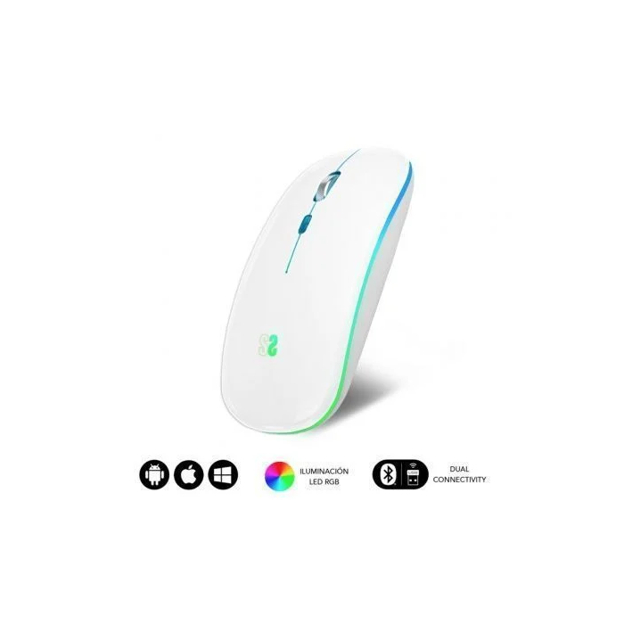 SUBBLIM Raton LED Dual Flat Mouse White