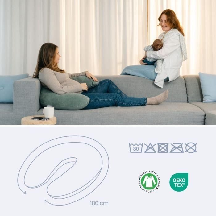 Almohada de embarazo y lactancia - DOOMOO - Buddy - Máxima comodidad - Certificado Oeko-Tex - Verde pana 3 Almohada de embarazo y lactancia - DOOMOO - Buddy - Máxima comodidad - Certificado Oeko-Tex - Verde pana 3
