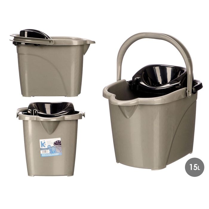 Arte Regal Cubo de Fregar 15L Plástico Negro y Gris con Ruedas 41x32x31 cm (10 Unidades) Arte Regal Cubo de Fregar 15L Plástico Negro y Gris con Ruedas 41x32x31 cm (10 Unidades)
