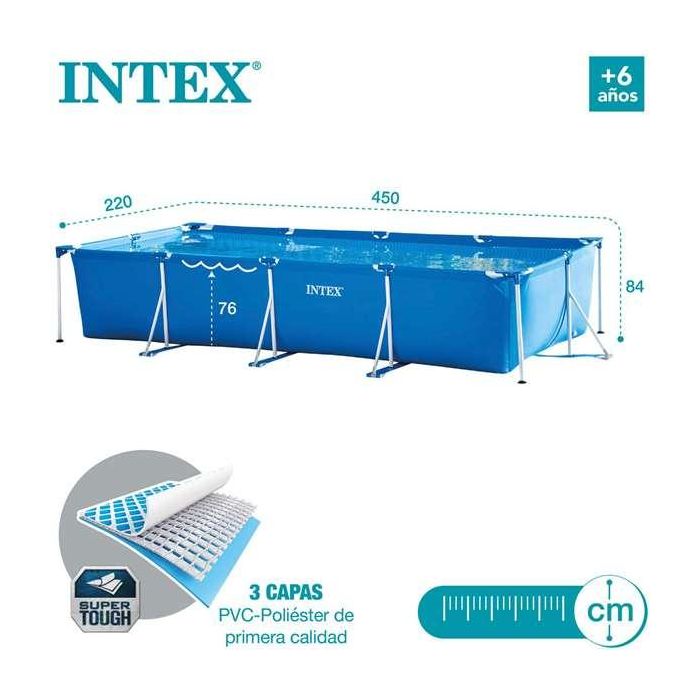 Intex Piscina Rectangular con Estructura Metálica 450x220x84cm con Bomba de Filtración para Jardín 13 Intex Piscina Rectangular con Estructura Metálica 450x220x84cm con Bomba de Filtración para Jardín 13