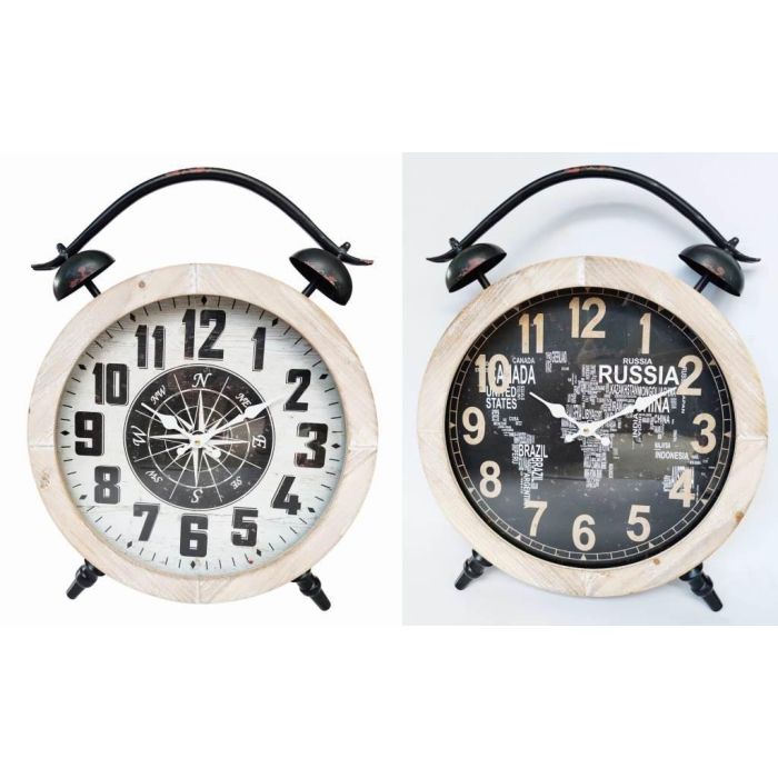 Reloj Sobremesa Vintage DKD Home Decor Negro Natural 6.5 x 52.5 x 41 cm (2 Unidades)