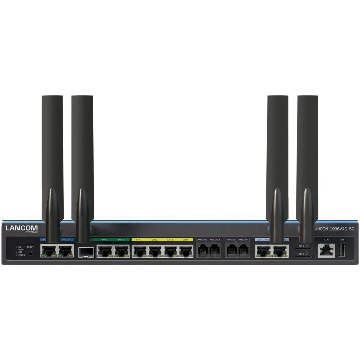 LANCOM 1936VAG-5G (EU) Router 5G con 6 Puertos Ethernet LAN 10/100/1000 Mbit/s Negro Montaje de sobremesa/pared