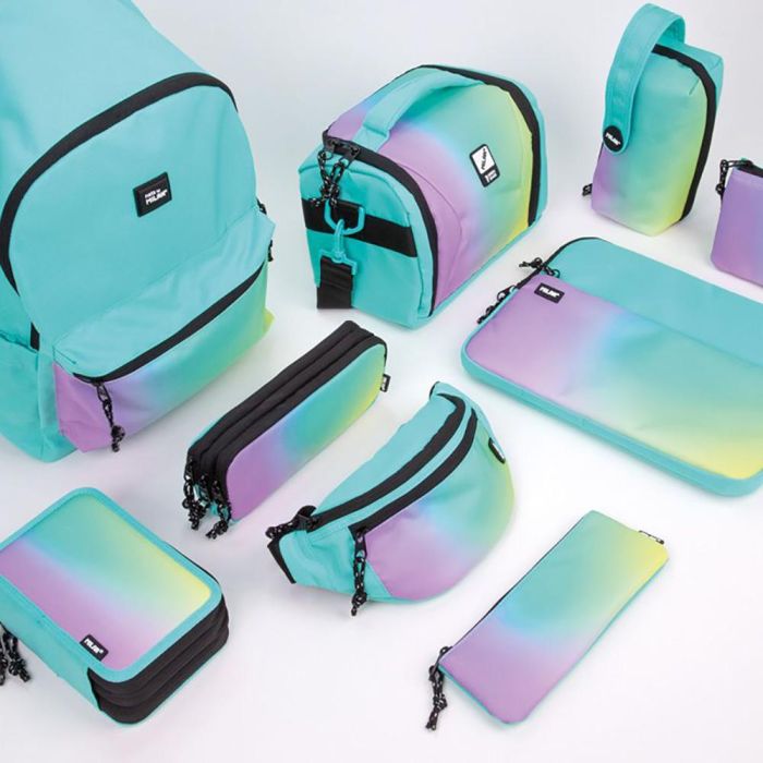 Estuche con 3 cremalleras sunset, verde-lila milan 4 Estuche con 3 cremalleras sunset, verde-lila milan 4