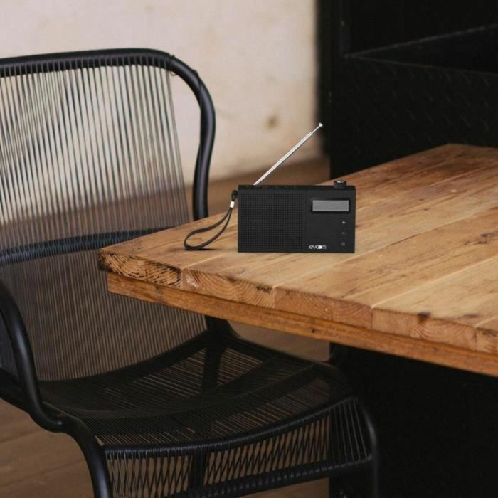 EVOOM EVO3700527312200 Radio Despertador EGY Negro - Radio FM y DAB+ - Alimentación USB y Baterías - 2 Alarmas 1 EVOOM EVO3700527312200 Radio Despertador EGY Negro - Radio FM y DAB+ - Alimentación USB y Baterías - 2 Alarmas 1