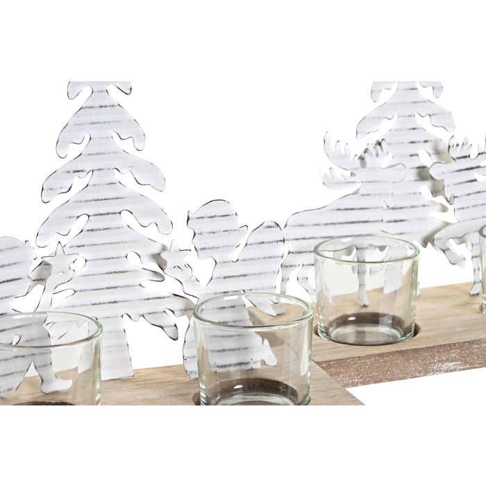 DKD Home Decor Portavela Navidad Moderna Blanco Natural Madera y Metal con 2 Vasos 9x18x18 cm Pack 4 Unidades 1 DKD Home Decor Portavela Navidad Moderna Blanco Natural Madera y Metal con 2 Vasos 9x18x18 cm Pack 4 Unidades 1