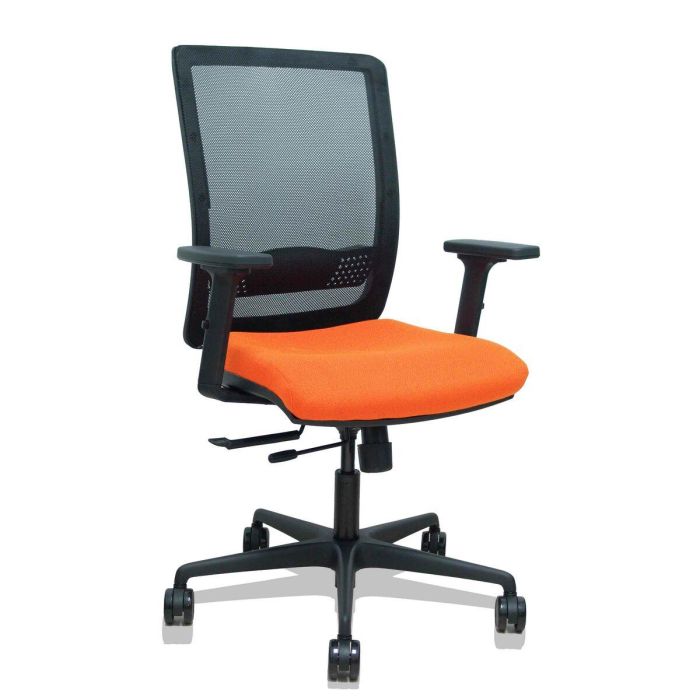 PIQUERAS Y CRESPO Silla Haches traslack malla negra asiento bali naranja brazos 2D ruedas 65mm PIQUERAS Y CRESPO Silla Haches traslack malla negra asiento bali naranja brazos 2D ruedas 65mm