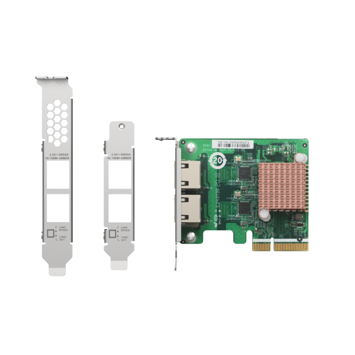 Qnap Tarjeta de Red QXG-2G2T-I225, 2 Puertos RJ45 2.5GbE Intel I225-LM, Compatible NAS y PC, PCIe 4