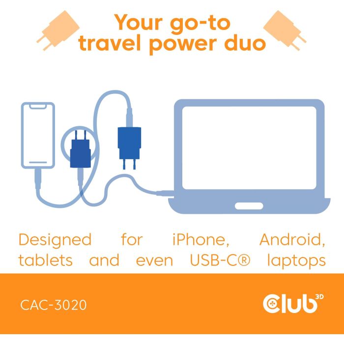 Club3D Lifestyle Ladegerät USB-C 30Watt. 2Stk weiß retail 12 Club3D Lifestyle Ladegerät USB-C 30Watt. 2Stk weiß retail 12
