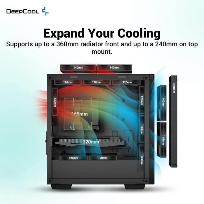 Caja de PC sin fuente de alimentación - DEEPCOOL CH370 (Negro) - Mini torre - Formato Micro-ATX 3