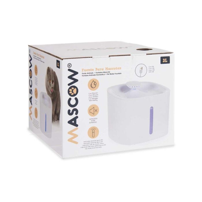Fuente para Mascotas Mascow 19.5x15x19.5 cm, Blanco, 3L, con Filtración y USB (4 Unidades) 2 Fuente para Mascotas Mascow 19.5x15x19.5 cm, Blanco, 3L, con Filtración y USB (4 Unidades) 2