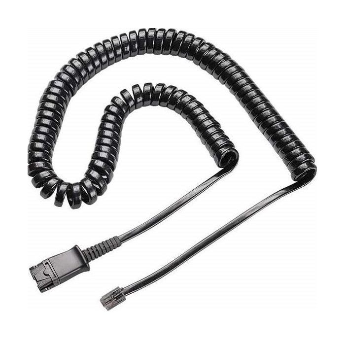 Poly cable rizado negro para teléfonos fijos - u10p-s Poly cable rizado negro para teléfonos fijos - u10p-s