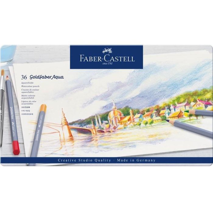 Faber-Castell Estuche de Metal con 36 Lápices de Colores Acuarelables Goldfaber, 114636 0 Faber-Castell Estuche de Metal con 36 Lápices de Colores Acuarelables Goldfaber, 114636 0