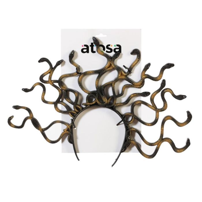 Diadema de Serpientes Negra y Dorada para Disfraz de Medusa Mitológica 1 Diadema de Serpientes Negra y Dorada para Disfraz de Medusa Mitológica 1