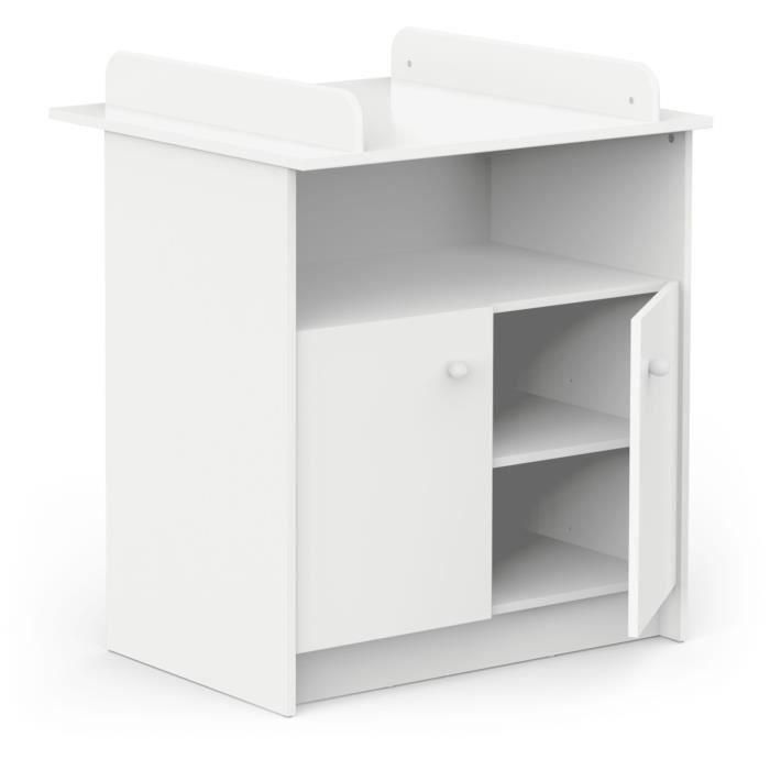 Cómoda cambiador con 2 puertas, 1 nicho - HELICIA - Blanco mate - 79,6 x 70 x 94,4 cm - DEMEYERE 1 Cómoda cambiador con 2 puertas, 1 nicho - HELICIA - Blanco mate - 79,6 x 70 x 94,4 cm - DEMEYERE 1